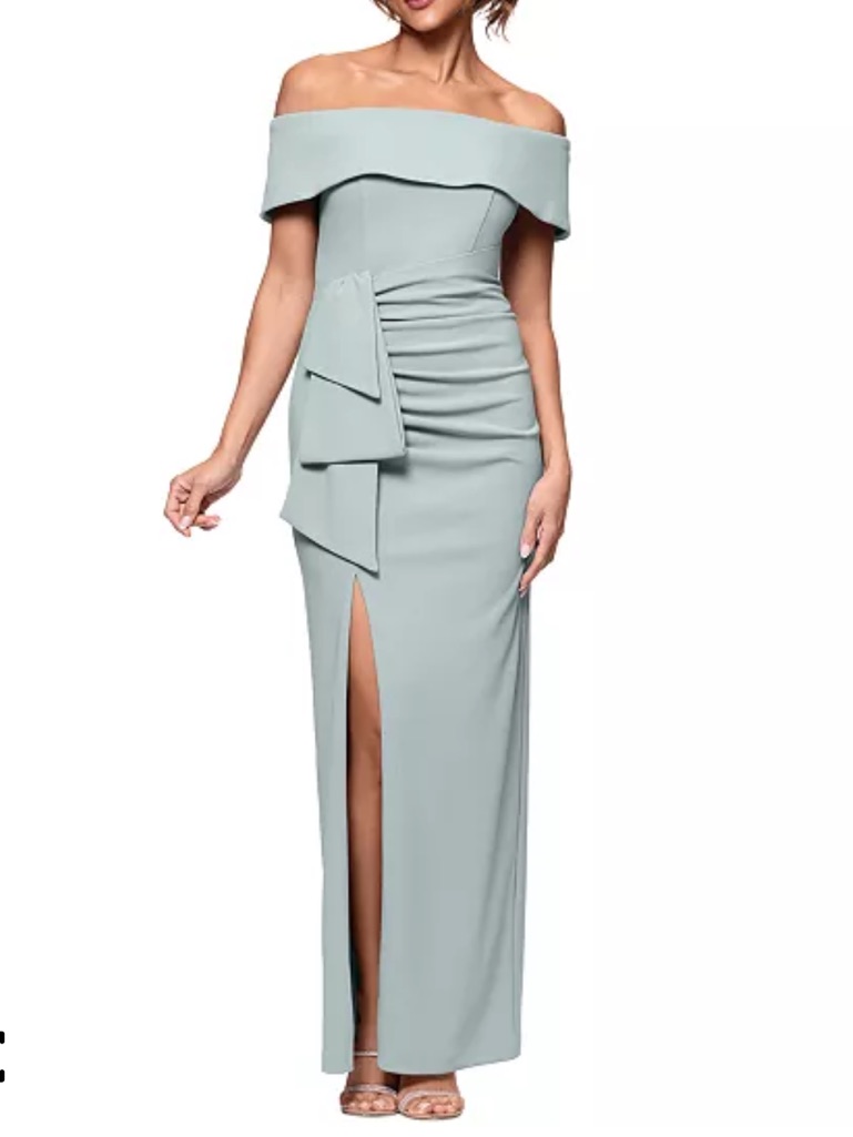 Xscape One-Shoulder Fold-Over Maxi Dress In Periwinkle